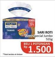 Promo Harga SARI ROTI Roti Tawar Special 555 gr - Alfamidi
