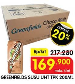 Promo Harga Greenfields UHT per 24 pcs 200 ml - Superindo