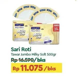 Promo Harga Sari Roti Roti Tawar Milky Soft 540 gr - TIP TOP