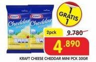 Promo Harga KRAFT Cheese Cheddar Mini per 2 pcs 30 gr - Superindo