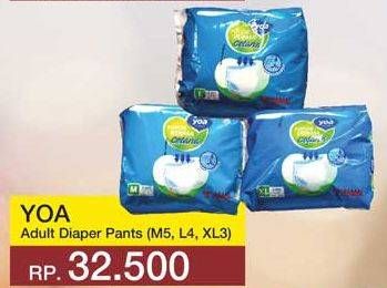 Promo Harga YOA Adult Diapers Pants M5, L4, XL3 3 pcs - Yogya