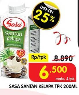 Promo Harga Sasa Santan Cair 200 ml - Superindo