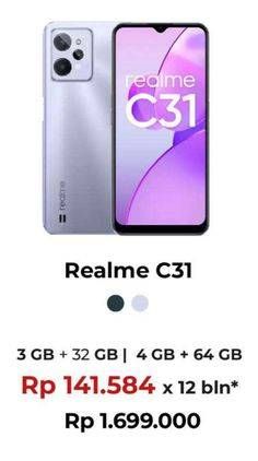 Promo Harga Realme C31 3 GB + 32 GB, 4 GB + 64 GB  - Erafone