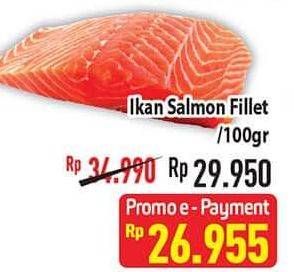 Promo Harga Salmon Fillet per 100 gr - Hypermart