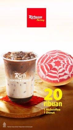 Promo Harga 1 Richeese Coffee + 1 Donut  - Richeese Factory