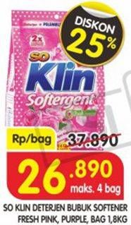 Promo Harga SO KLIN Softergent Purple Lavender, Rossy Pink 1800 gr - Superindo