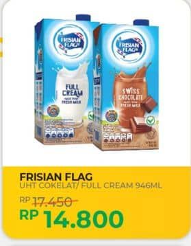 Promo Harga Frisian Flag Susu UHT Purefarm Full Cream, Swiss Chocolate 946 ml - Yogya