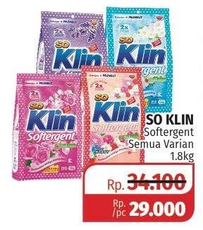 Promo Harga SO KLIN Softergent All Variants 1800 gr - Lotte Grosir