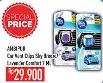 Promo Harga AMBIPUR Car Vent Clips Sky Breeze, Lavender Comfort 2 gr - Hypermart