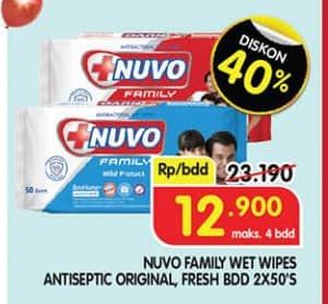 Promo Harga Nuvo Wet Wipes Antiseptic Fresh, Original 50 sheet - Superindo