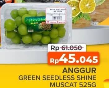 Promo Harga Anggur Shine Muscat Green Seedless 525 gr - Yogya