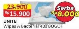 Promo Harga Unitei Wet Tissue Anti Bacterial 40 pcs - Alfamart