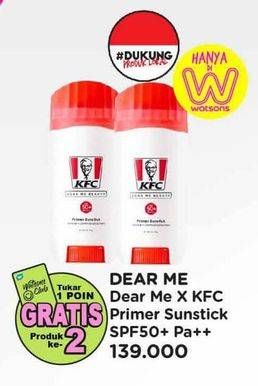 Promo Harga Dear Me Beauty Primer Sunstick SPF 50+ PA++++ X KFC 18 gr - Watsons