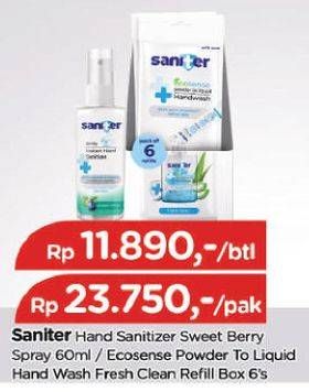 Promo Harga SANITER Hand Sanitizer Spray Sweet Berry 60 ml - TIP TOP