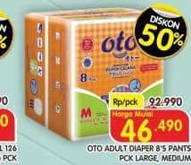 Promo Harga OTO Adult Diapers Pants M8, L8 8 pcs - Superindo