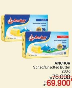 Promo Harga Anchor Butter Salted, Unsalted 200 gr - LotteMart