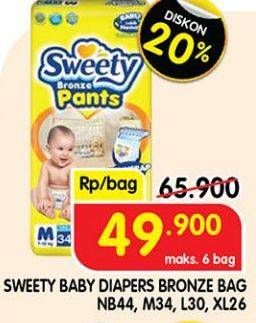 SWEETY Baby Diapers Bronze NB44, M34, L30, XL26