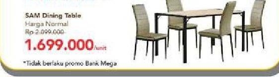 Promo Harga SAM Dining Table + SKYLA Dining Chair  - Carrefour