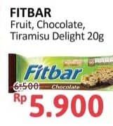 Promo Harga Fitbar Makanan Ringan Sehat Tiramisu Delight, Fruits, Chocolate 22 gr - Alfamidi