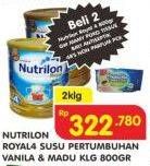 Promo Harga NUTRILON Royal 4 Susu Pertumbuhan Madu, Vanilla per 2 kaleng 800 gr - Superindo