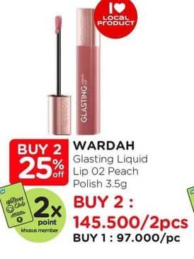 Promo Harga Wardah Glasting Liquid Lip 02 Peach Polish  - Watsons