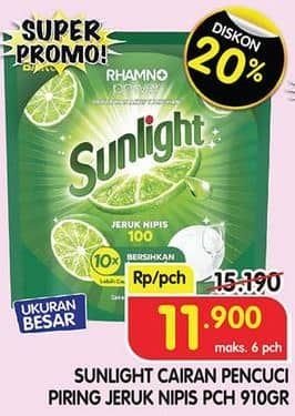 Promo Harga Sunlight Pencuci Piring Jeruk Nipis 100 910 ml - Superindo