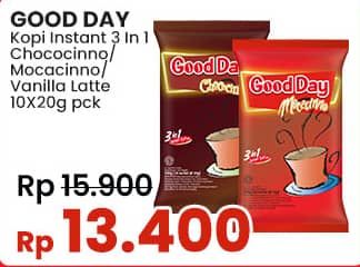 Promo Harga Good Day Instant Coffee 3 in 1 Chococinno, Mocacinno, Vanilla Latte per 10 sachet 20 gr - Indomaret