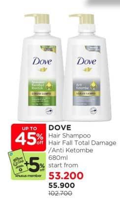 Promo Harga Dove Shampoo Total Hair Fall Treatment, Dandruff Care 680 ml - Watsons