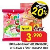 Promo Harga YUPI Candy Strawberry Kiss, Little Stars, Peach Rings 45 gr - Superindo