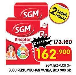 Promo Harga SGM Eksplor 3+ Susu Pertumbuhan Vanila 900 gr - Superindo