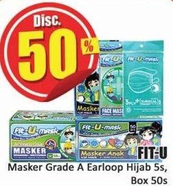 Promo Harga FIT-U Masker Grade A, Earloop, Hijab 5s, Box 50s  - Hari Hari