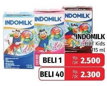 Promo Harga INDOMILK Susu UHT Kids Cokelat, Vanila, Stroberi 115 ml - LotteMart