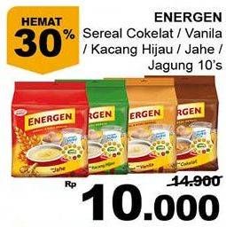 Promo Harga ENERGEN Cereal Instant Chocolate, Vanilla, Kacang Hijau, Jahe, Jagung 10 pcs - Giant