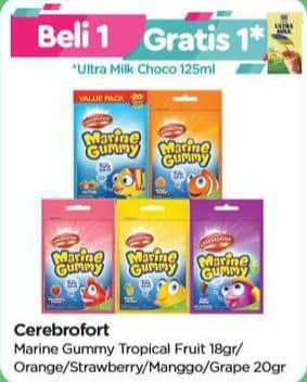 Promo Harga Cerebrofort Marine Gummy Mix Fruit, Orange, Strawberry, Mango, Grape 20 gr - TIP TOP