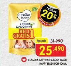 Promo Harga CUSSONS BABY Hair & Body Wash Happy Fresh 400 ml - Superindo