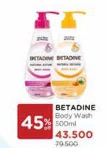 Promo Harga Betadine Natural Defense Body Wash Manuka Honey Moisturising Aloe Vera, Refreshing Pomegranate And Moisturising Aloe Vera 500 ml - Watsons