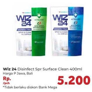 Promo Harga WIZ 24 Disinfecting Spray and Clean All Surface 400 ml - Carrefour