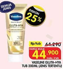 Promo Harga Vaseline Healthy Bright Gluta-Hya Lotion All Variants 200 ml - Superindo