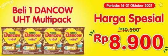 Promo Harga DANCOW Fortigro UHT Cokelat per 4 pcs 110 ml - Alfamart