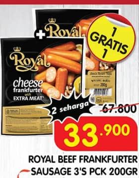 Promo Harga Belfoods Royal Sausages Beef Frankfurter 200 gr - Superindo