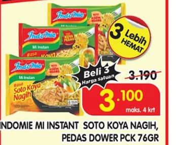 Promo Harga Indomie Mi Kuah Soto Koya Nagih, Soto Koya Dower Pedas 76 gr - Superindo