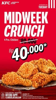 Promo Harga Promo KFC Midweek Crunch – Setiap Hari Selasa  - KFC