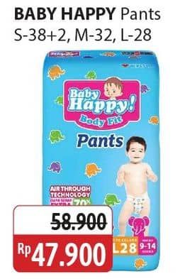 Promo Harga Baby Happy Body Fit Pants S38+2, M32, L28 28 pcs - Alfamidi