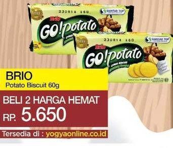 Promo Harga SIANTAR TOP GO Potato Biskuit Kentang per 2 pouch 60 gr - Yogya