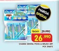 Promo Harga Charmi Dental Pick & Brush per 3 pck 60 pcs - Superindo