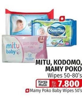 Promo Harga MAMY POKO Baby Wipes Reguler - Non Fragrance 52 pcs - Lotte Grosir