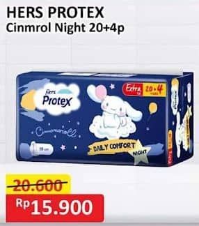 Promo Harga Hers Protex Comfort Night Wing 30cm, Wing 35cm 24 pcs - Alfamart