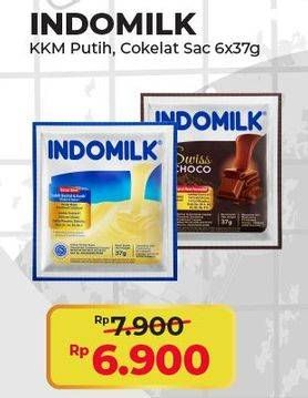 Promo Harga Indomilk Susu Kental Manis Cokelat, Plain per 6 sachet 37 gr - Alfamart