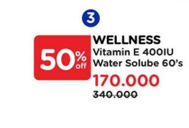 Promo Harga Wellness Vitamin E Water Soluble 60 pcs - Watsons