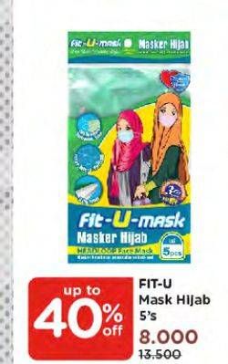Promo Harga FIT-U-MASK Masker Hijab Headloop, Hijab UM-233 5 pcs - Watsons